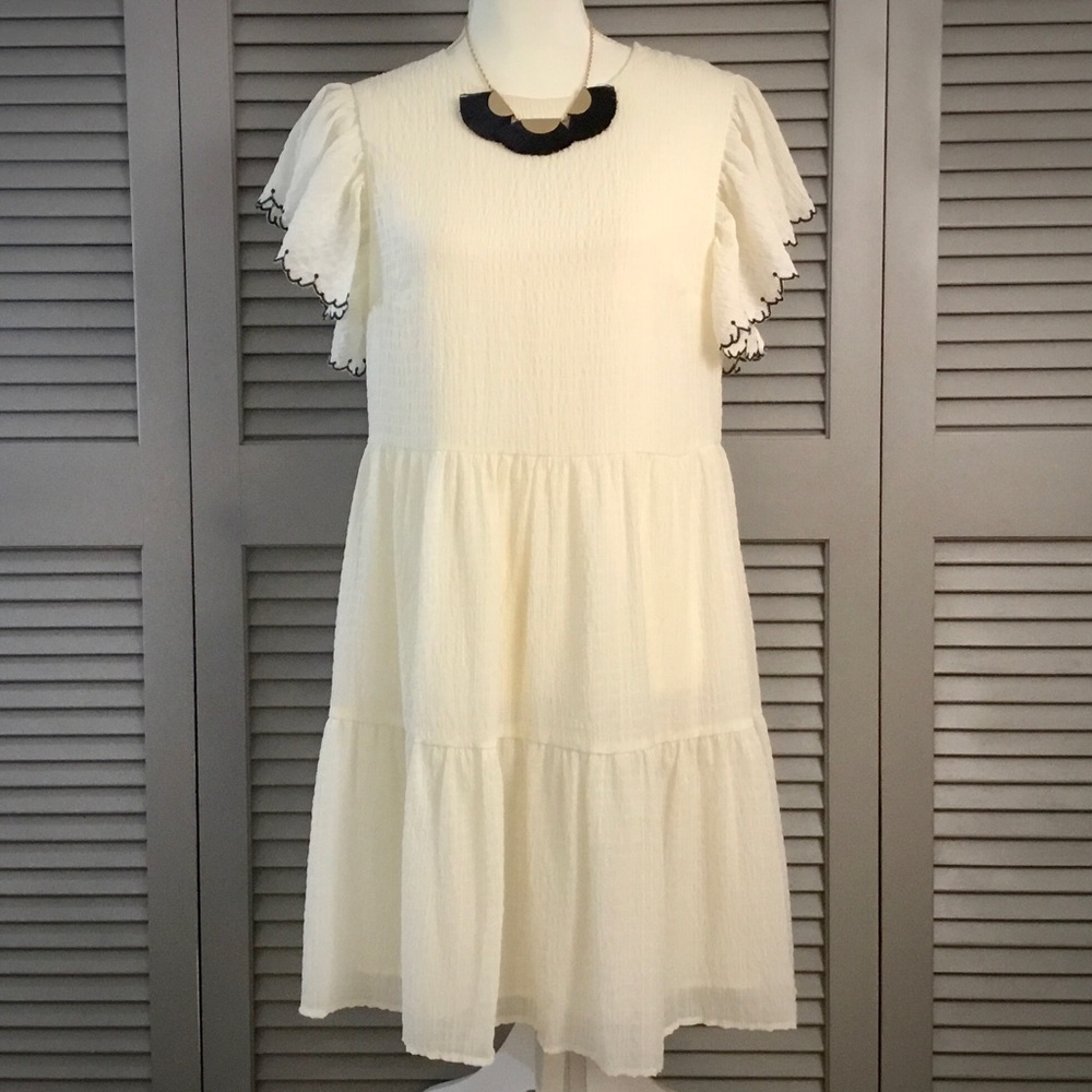 NWOT Who What Wear Ivory Tiered Dress - Picture 3 of 8
